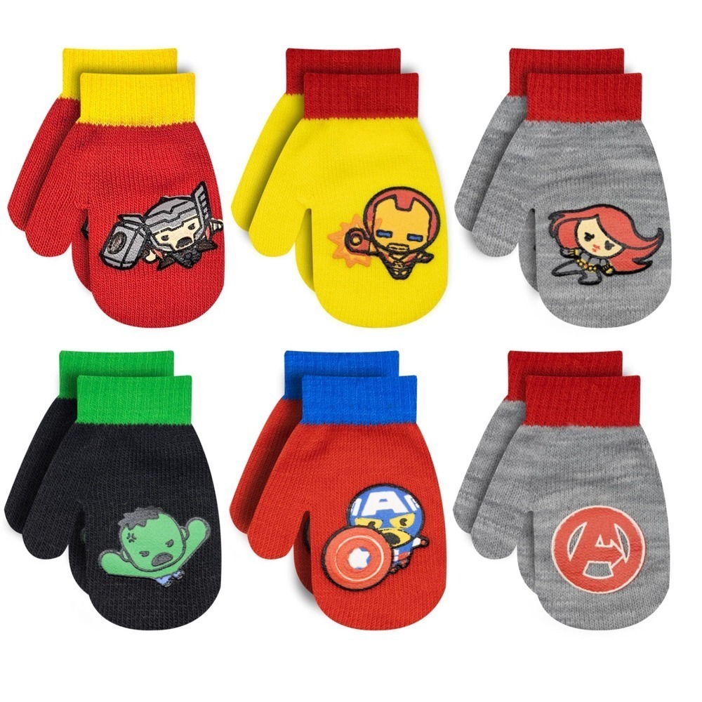 Kids Marvel Avengers Mittens 6 Pair Winter Warm Thor IronMan Hulk OS Toddler